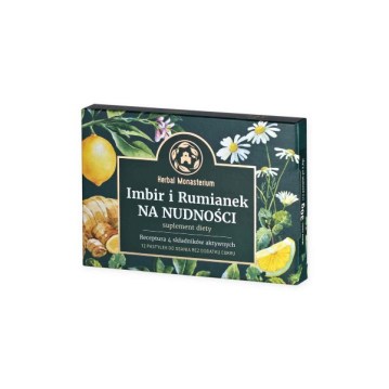 Rumianek i imbir na nudności, pastylki,  Herbal Monasterium, suplement diety